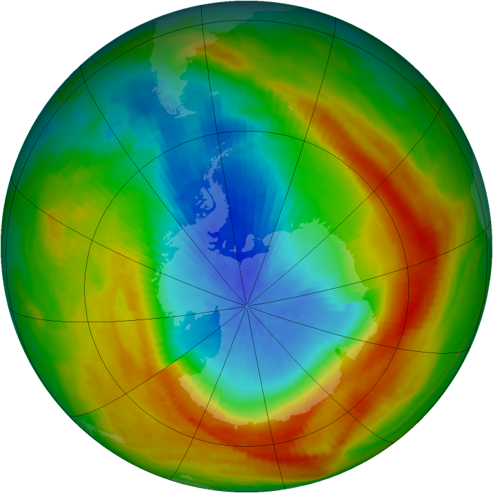 Antarctic ozone map for 25 October 1988